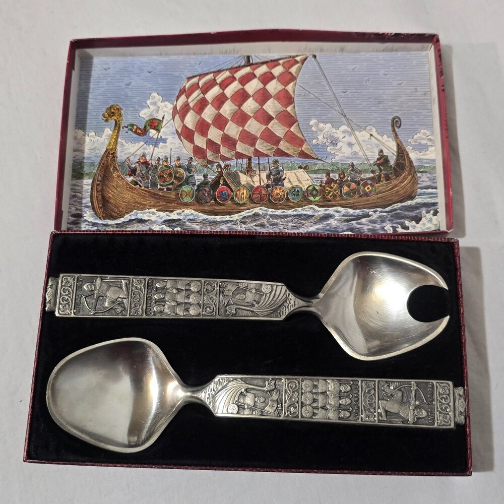 Kongetinn #115060 Salatsett (SALAD SET) Royal Pewter Made in Norway - Viking